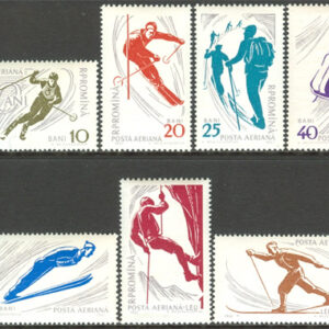 Rumänien – M 1951-1957 Vintersport – Skidor – Bergsklättring, 7 kpl **