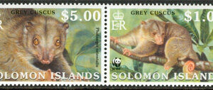 Solomon Islands – M 1062-1065 Djur – Kuskusar – WWF, fint 4-strip kpl **