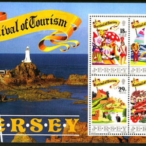Jersey – M BL   5 Fyrar – Turisfrimärken, vackert Block **