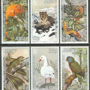 Jersey – M  314-319 Djur bla Snöleopard & Fåglar – Naturskydd, 6 kpl **