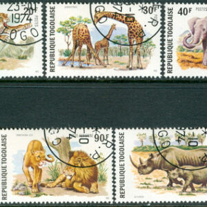 Togo – M 1061-1065 Inhemska Djur bla Giraff – Elefant, serie 5 kpl