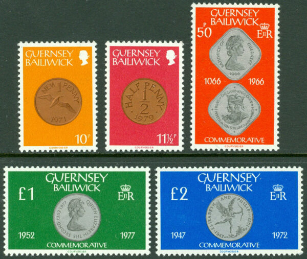 Guernsey - M  199-203 Mynt, 5 kpl **