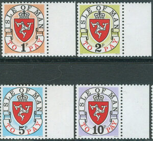 Isle of Man – M P    1-8 l Landsvapen  – Portomärken, serie 8 kpl **