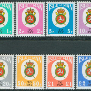 Isle of Man – M P   17-24 Landsvapen  – Portomärken, fin serie 8 kpl **