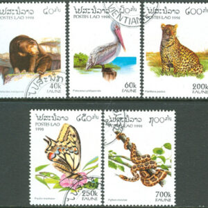 Laos – M 1504-1508 Djur bl.a. fjäril, orm, fågel, 5 kpl stpl