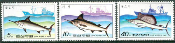 Nordkorea - M 2486-2488 Fiskar och fiskebåtar, 3 kpl **
