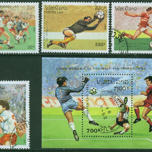 Laos – M 1261-1264 BL 138 VM i Fotboll i USA 1994, fin serie + Block