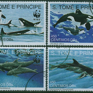 S. Tomé E Principe – M 1302-1305 Späckhuggare-Delfiner-WWF, 4 kpl