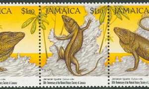 Jamaica – M  765-769 Kräldjur – Leguaner, vackert 5-strip **