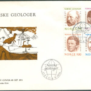 Norge – FDC 1974-09-04 – Norska Geologer bla JHL Vogt, 4 kpl Vinjett 4