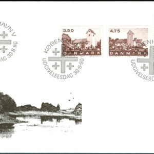 Danmark – FDC 1990-08-30 – Bykyrkor på Jylland, serie 3 kpl Vinjett 1
