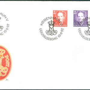 Danmark – FDC 1992-06-10 – Drottning Margrethe, typ III, serie 3 kpl Vinjett 1