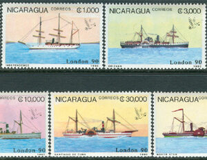 Nicaragua – M 2977-2983 Gamla Ångskepp bla Orizaba, 7 kpl **