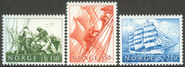 Norge - F  873-875 Segelfartygsmotiv, 3 kpl **