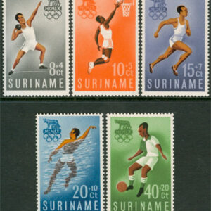 Surinam – M  384-388 OS i Rom 1960 bla Basketboll, fin serie 5 kpl **