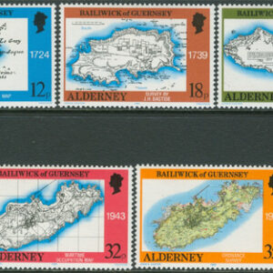 Alderney – M   37-41 Kartor över Alderney, vacker serie 5 kpl **