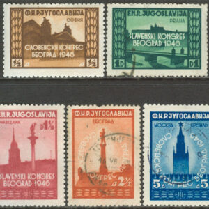 Jugoslavien – M  507-511 Panslavisk Kongress 1946 5 kpl */stämp