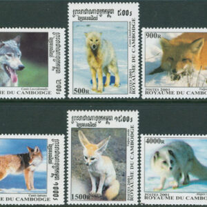 Kambodja – M 2247-2252 Hundar Hunddjur bla Fennek, serie 6 kpl **