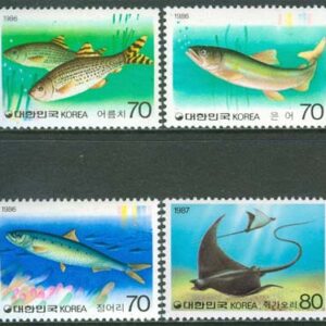 Sydkorea – M 1461-1463, 1530 Fiskar bla Rocka, 2 utgåvor 4 olika **