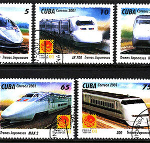 Kuba – M 4359-4363 Lok – Utställ. Phila Nippon 01, serie 5 kpl
