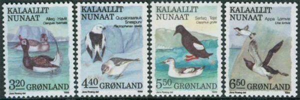 Grönland - F  191-194 Fåglar bla Alfåglar, 4 kpl **