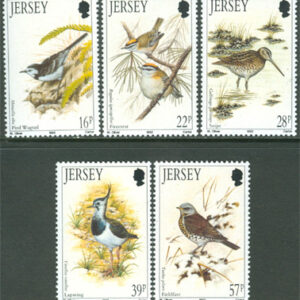 Jersey – M  563-567 Fåglar – Övervintrande bla Sädesärla, 5 kpl **