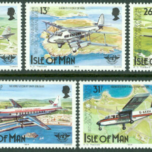 Isle of Man – M  256-260 Flygförbindelse med fastlandet 50 år, ICAO 40 år, 5 kpl **