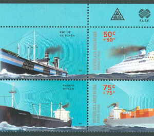 Argentina – M 2995-2998 Fraktfartyg bla Libertad, hörnfyrblock kpl **