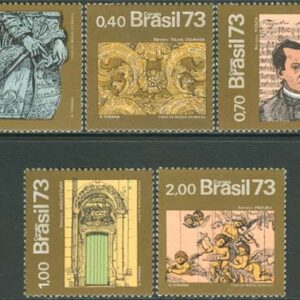 Brasilien – M 1402-1406 Barockkonst bla Kyrkor, vacker serie 5 kpl **