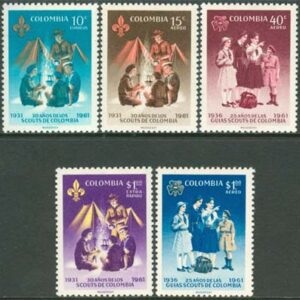 Colombia – M 1024-1028 Scouting i Kolombia 30 år 1962, 5 kpl **