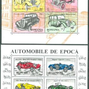 Rumänien – M BL 303-304 Gamla Bilar bla Mercedes, 2 st Block