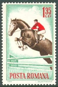 Rumänien – M 2278 Hästar – Hästhoppning, fint märke **