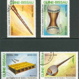 Guinea-Bissau – M 1012,1014-1016 Musik – Instrument bl.a.balafon, 4 ol stpl