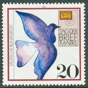 Tyskland – M 1388 Frimärkets Dag 1988 – Brevduva, märke kpl **