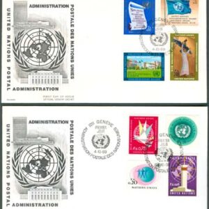 FN Geneve – FDC 1969-10-04 – FN Emblem – Flaggor, fin serie 8 kpl