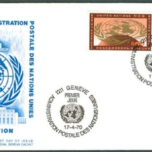 FN Geneve – FDC 1970-04-17 – FN Emblem – Jordglob, fin serie 2 kpl