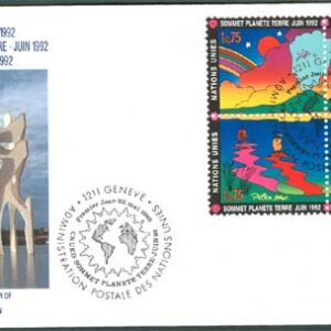 FN Geneve – FDC 1992-05-22 – Utvecklingskonferens, vackert 4-Block