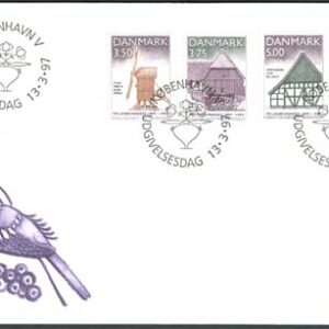 Danmark – FDC 1997-03-13 – Frilandsmuseet 100 år – Byggnader, 4 kpl Vinjett 1