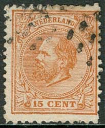Nederländerna – M   22 E Kung Willem III 1872, 12½ C stpl