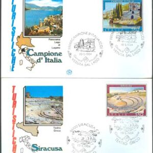 Italien – FDC 1984-05-19 – Turism bla Grekisk Teater, serie 2 olika