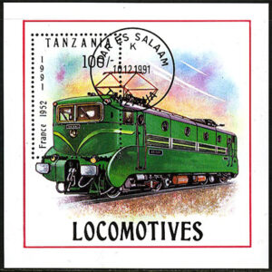 Tanzania – M BL 165 Franskt E-lok (1952), block stpl