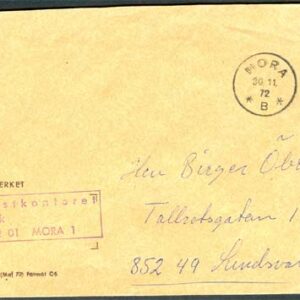 PS-brev Mora B 30/11-72 Sistadagsstämpel