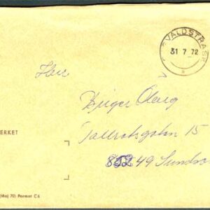 PS-brev Ragvaldsträsk 31/7-72 Sistadagsstämpel