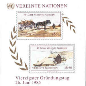 FN Wien – M BL   2 Förenta Nationerna 40 år, bl a hästar, block**