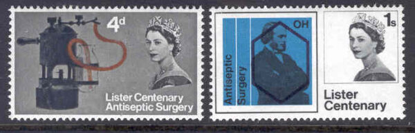 England - M  390-391 x Upptäckten av antiseptisk sårbehandling 100 år, 2 kpl **
