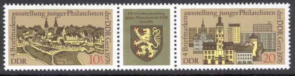 DDR - M 2153-2154 Zf Frimärksutställning för ungdomar, 3-strip kpl **