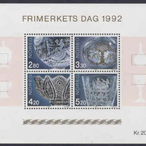 Norge – F BL  18 Konst , glaskonst, Frimärkets Dag 1992, block**