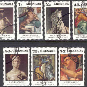 Grenada – M  709-715 Michelangelos födelse 500 år, 7 kpl stpl