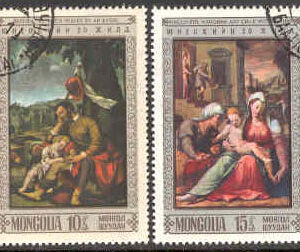 Mongoliet – M  522-525 UNESCO 22 år, konst 4 ol. stpl
