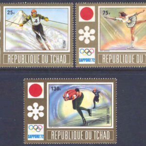 Tchad – M  502-503 A, 505 AOS i Sapporo 19972, bl a konståkning, skridsko, 3 ol**